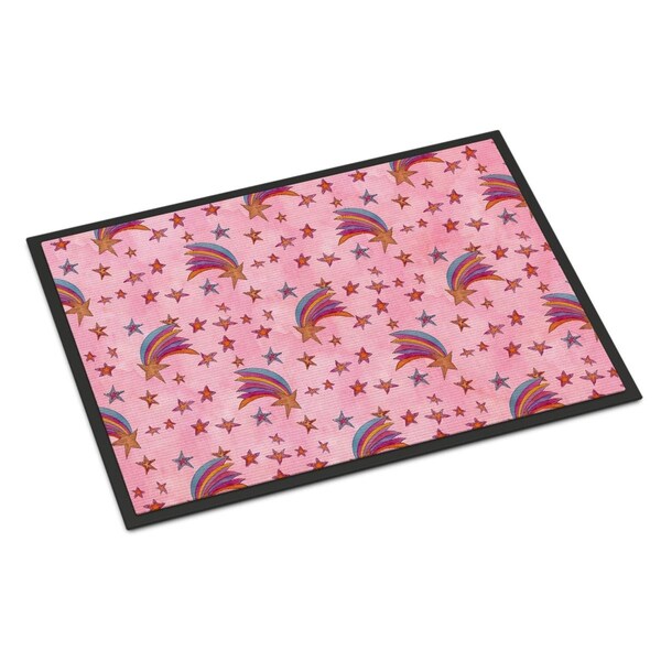 Carolines Treasures Watercolor Shooting Stars on Pink Indoor or Outdoor Mat, 18 x 27 in. BB7548MAT - main
